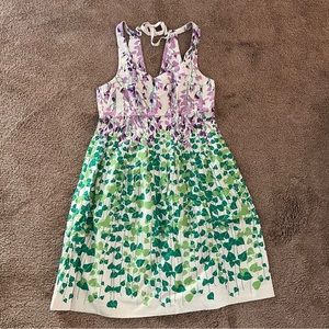 NWT Anthropologie Maeve Green Ivy Purple Floral Wisteria Lane Dress